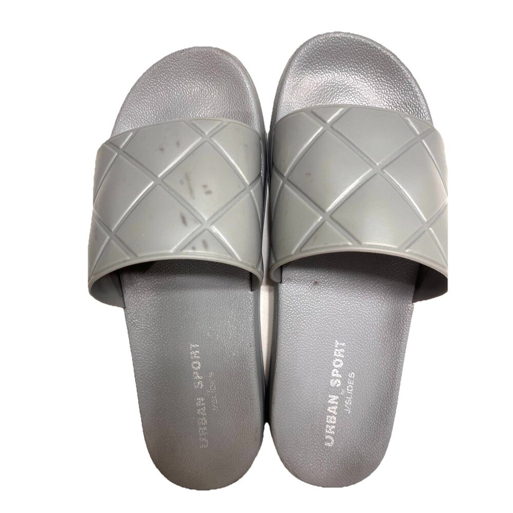 J/Slides Gray Quilted Fabio Slide Sandals Women’s Size 9 Comfort Slip-on
